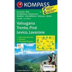 75. Valsugana, Trento, Lévico turista térkép Kompass 1: 50 000 (2014)