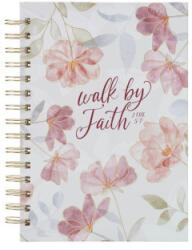 Christian Art Gifts Inspirational Journal, Walk by Faith Wide Ruled Notebook, 2 Corinthians 5: 7 Bible Verse, Pink W/ White Florals, 192 Lined Pages W/ (ISBN: 9798896782612)