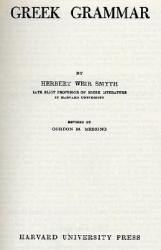 Greek Grammar - Herbert Smyth (ISBN: 9780674362505)