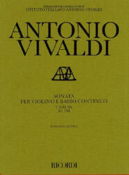 Sonata in G Major for Violin and Basso Continuo Rv798: Critical Edition Score and Parts - Antonio Vivaldi, Michael Talbot (ISBN: 9780634018978)