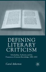 Defining Literary Criticism (ISBN: 9781349523931)