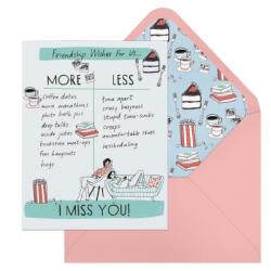 6-Pack Em & Friends Julia Rothman Miss You Friend More/Less Greeting Cards (ISBN: 9781642465891)