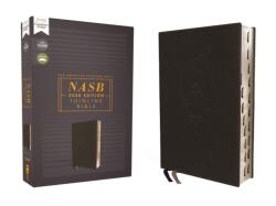 NASB, Thinline Bible, Leathersoft, Black, Red Letter, 2020 Text, Thumb Indexed, Comfort Print (ISBN: 9780310456650)