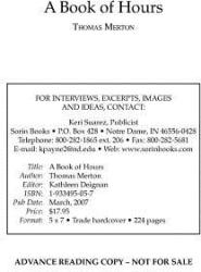 Book of Hours - Thomas Merton (ISBN: 9781933495057)