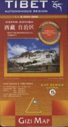 Tibet térkép domborzati Gizi Map 1: 2 000 000 (2003)