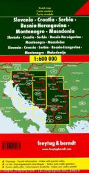 Horvátország autós térkép, Szlovénia térkép, Bosznia térkép Montenegro, Macedonia, Szerbia térkép Freytag & Berndt 1: 600 000 (2006)