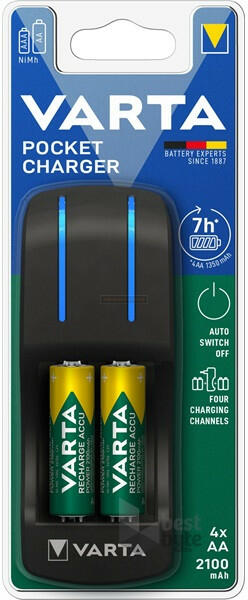 Vásárlás: VARTA Pocket akkumulátor töltő - +AA 2100mAh x4 (57642101451)  Elemtöltő árak összehasonlítása, Pocket akkumulátor töltő AA 2100 mAh x 4  57642101451 boltok