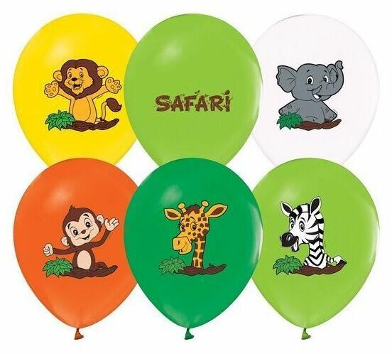 Szafari mintás színes lufi - 5 db (GZ-SAF5) - jateknet