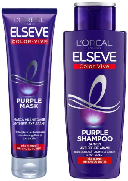 L'Oréal Set Ingrijire Par L'Oreal Paris Elseve Color Vive Purple: Sampon,  200 ml si Masca de Par, 150 ml (ELSEVE3) (Sampon) - Preturi