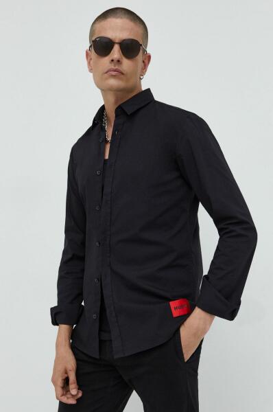 HUGO BOSS Риза hugo мъжка в черно с кройка по тялото с класическа яка  (50475687) Ризи Цени, оферти и мнения, списък с магазини, евтино HUGO BOSS  Риза hugo мъжка в черно с