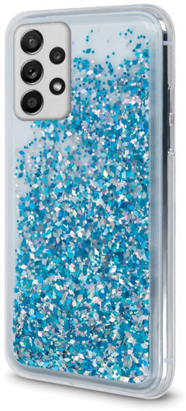Telefontok Samsung Galaxy A33 5G - folyékony kék csillámos, átlátszó hátlap  tok