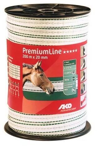 PremiumLine villanypásztor szalag 200 m 20 mm fehér/zöld