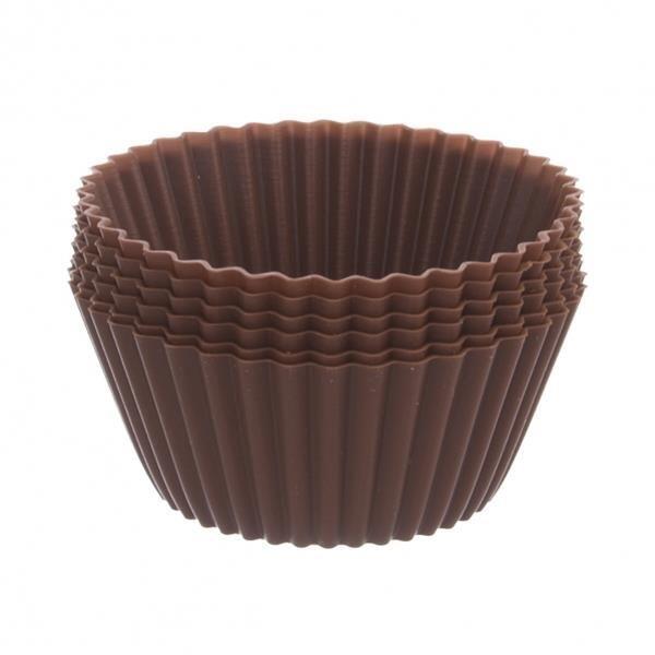 Szilikon sütőforma, kosárka, Muffin, 12 db, barna (151757)