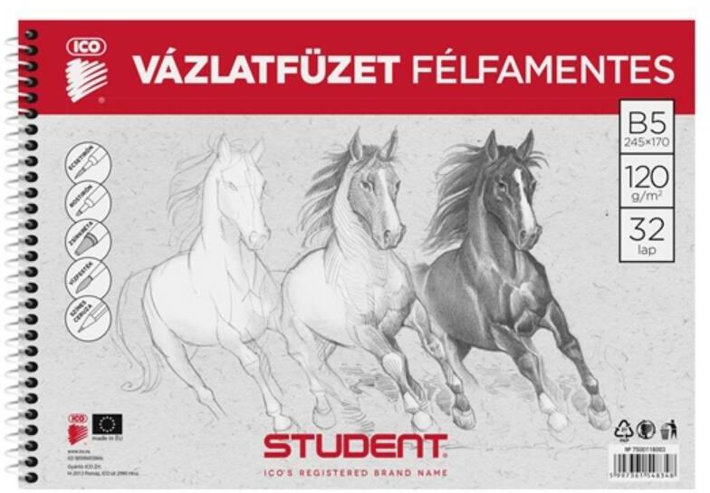Student félfamentes vázlatfüzet B5 (7500118003)