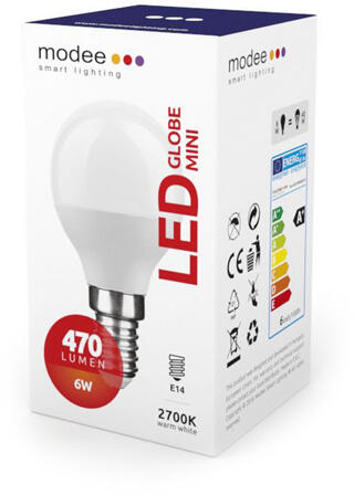 LED izzó mini gömb G45 6W E14 foglalat 2700K