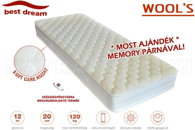Vásárlás: Best Dream Wool's 100x210 cm Matrac árak összehasonlítása, Wool s  100 x 210 cm boltok