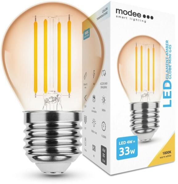 Lighting LED Filament Amber Globe Mini G45 4W E27 320° 1800K (320 lumen)