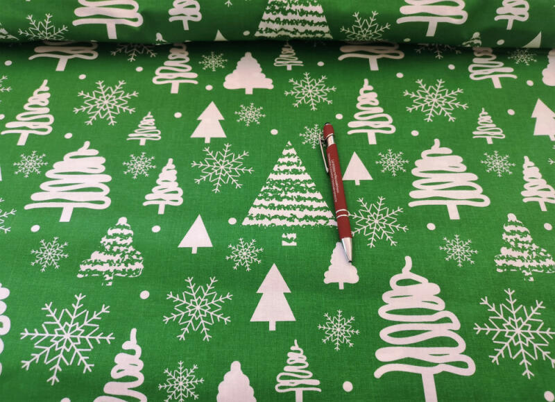 Vásárlás: Karácsonyi pamutvászon méteráru zöld alapon fehér fenyőfa -  hópehely mintás- 160 cm széles Méteráru árak összehasonlítása, Karácsonyi pamutvászon  méteráru zöld alapon fehér fenyőfa hópehely mintás 160 cm széles boltok