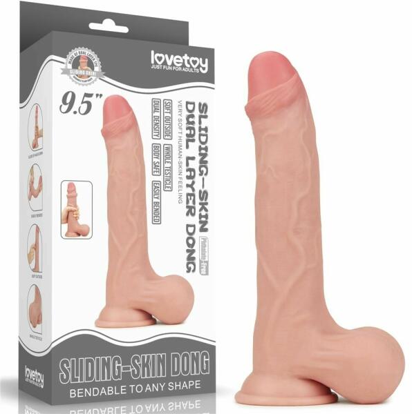 Sliding Skin Dual Layer Dong Whole Testicle 9,5