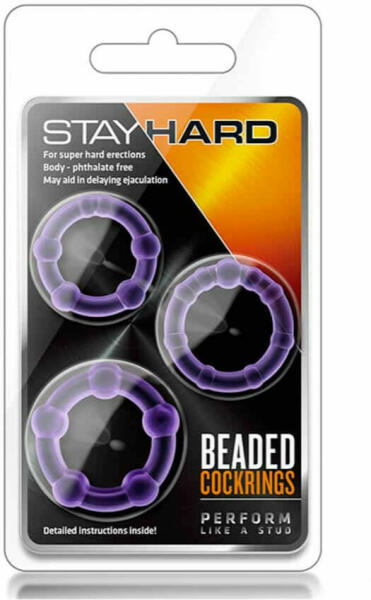 Stay Hard Beaded Cockrings lila