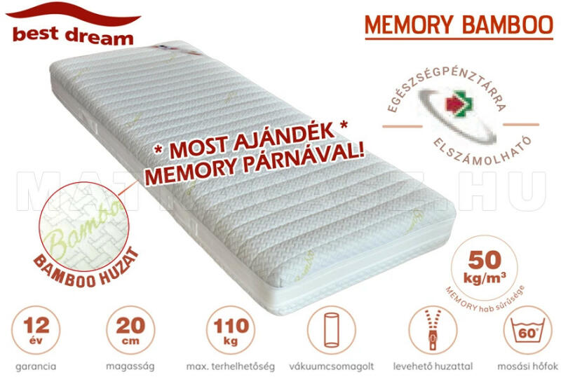 Vásárlás: Best Dream Memory Bamboo 120x210 cm Matrac árak összehasonlítása,  Memory Bamboo 120 x 210 cm boltok