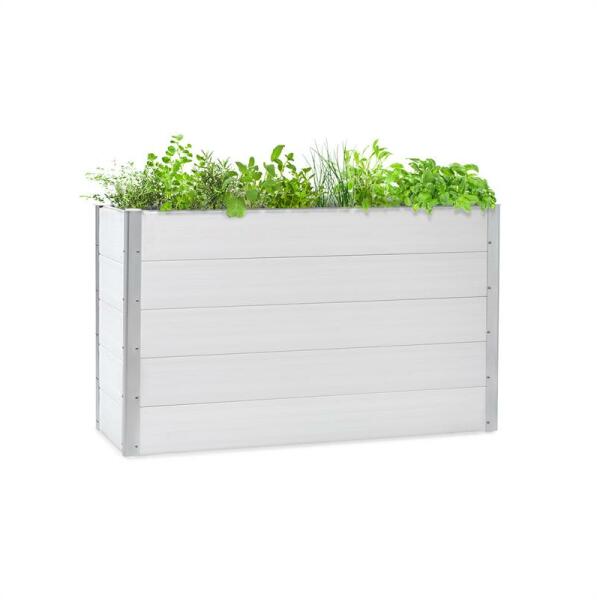 Nova Grow, kerti ágyás, 150 x 91 x 50 cm, WPC, fa megjelenés, fehér (GDW36-Nova Grow 19c)