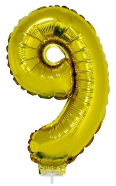 9 szám alakú fólia lufi, arany, 41, 6 cm 84788