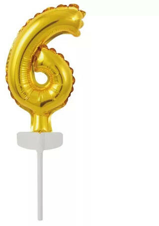 Gold, Arany 6-os szám fólia lufi tortára 13 cm (DPA9912680) - kidsfashion