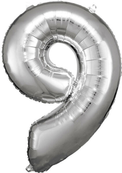 Silver óriás szám fólia lufi 9-es, 83*58 cm (DPA9906294)