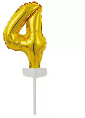 Gold, Arany 4-es szám fólia lufi tortára 13 cm (DPA9912678) - kidsfashion