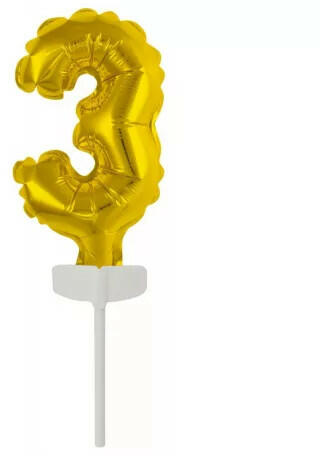 Gold, Arany 3-as szám fólia lufi tortára 13 cm (DPA9912677) - kidsfashion