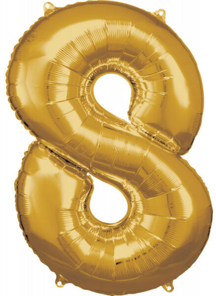 Gold, Arany óriás szám fólia lufi 8-as, 83*55 cm (DPA9906273) - kidsfashion