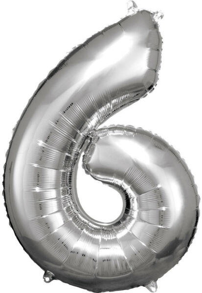 Silver óriás szám fólia lufi 6-os, 86*58 cm (DPA9906291) - kidsfashion