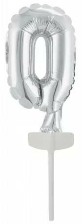 Silver, Ezüst 0-ás szám fólia lufi tortára 13 cm (DPA9912684) - kidsfashion