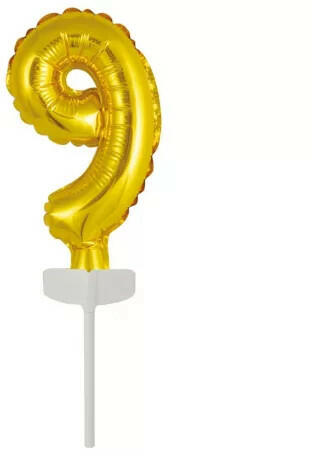 Gold, Arany 9-es szám fólia lufi tortára 13 cm (DPA9912683) - kidsfashion