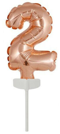 Rose Gold 2-es szám fólia lufi tortára 13 cm (DPA9912696) - kidsfashion