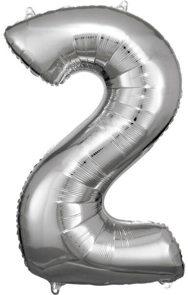 Silver óriás szám fólia lufi 2-es, 86*53 cm (DPA9906287) - kidsfashion