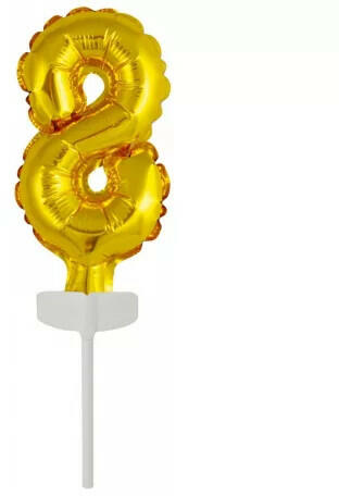 Gold, Arany 8-as szám fólia lufi tortára 13 cm (DPA9912682) - kidsfashion