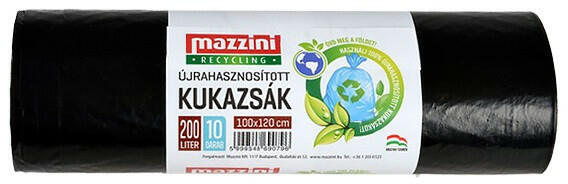 Szemeteszsák MAZZINI 200L újrahasznosított erős 10 db/tekercs (104100) - papir-bolt