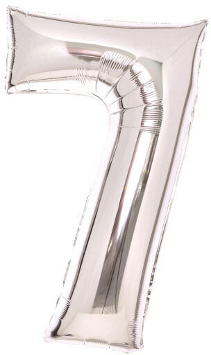 Silver, Ezüst 7-es szám fólia lufi 66 cm (DPA9913232) - kidsfashion