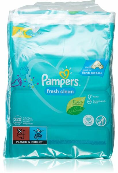 Pampers Fresh Clean XXL Șervețele umede pentru copii pentru piele sensibila  4x80 buc (Servetele umede) - Preturi