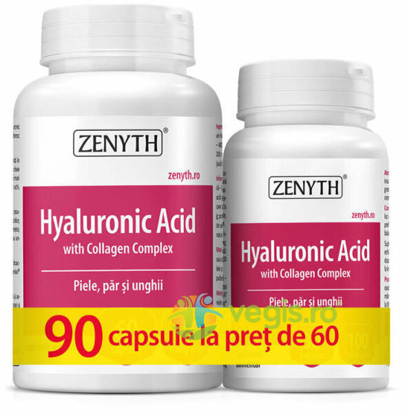 Zenyth Pharmaceuticals Pachet Acid Hialuronic cu Collagen Complex  60cps+30cps Gratis (Suplimente nutritive) - Preturi