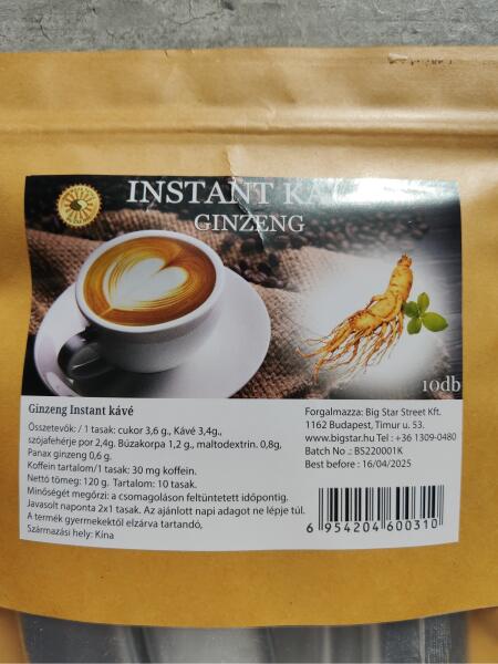 Vásárlás: Ginzenges Instant Kávé -10db Potencianövelő árak  összehasonlítása, Ginzenges Instant Kávé 10 db boltok
