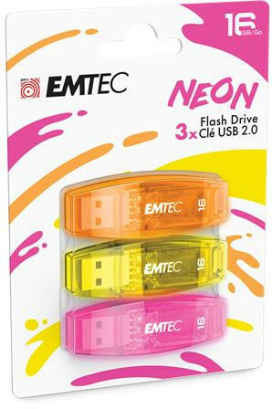 C410 Neon 16GB USB 2.0 3pc (ECMMD16GC410P3NEO)