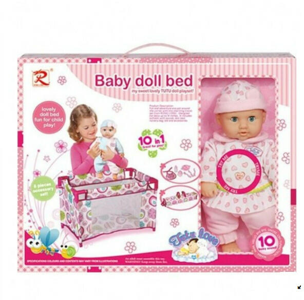 toy - Bebelus de Jucarie cu Patut si accesorii Baby Doll Tutu Love Jucarii  (J40131) (Papusa) - Preturi