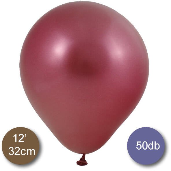 Króm (tükör) lufi, piros színben, 50db/cs