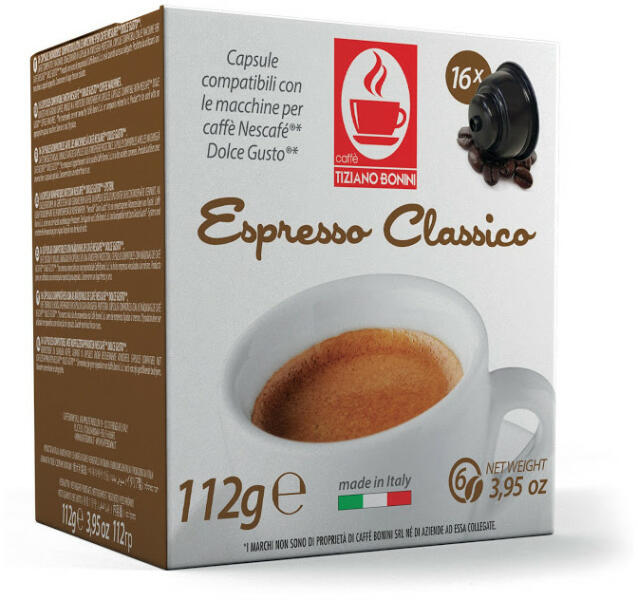 Vásárlás: Caffè Bonini BONINI Espresso Classico Dolce Gusto kompatibilis  kapszula 16db Kávégép kapszula, kávépárna árak összehasonlítása, BONINI  Espresso Classico Dolce Gusto kompatibilis kapszula 16 db boltok