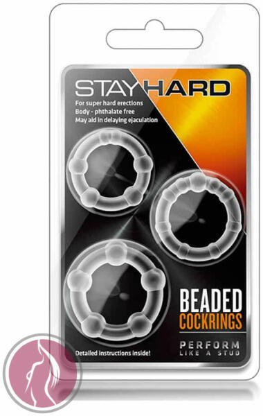 Stay Hard Beaded Cockrings átlátszó