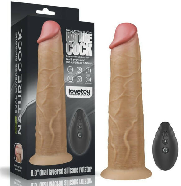 Nature Cock - 8.0'' Dual Layered Platinum Silicone Rotator