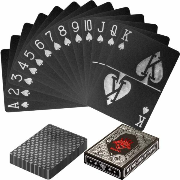 GamesPlanet® Cărți de poker plastic - negru / argintiu (20030143) (Carti de  joc) - Preturi